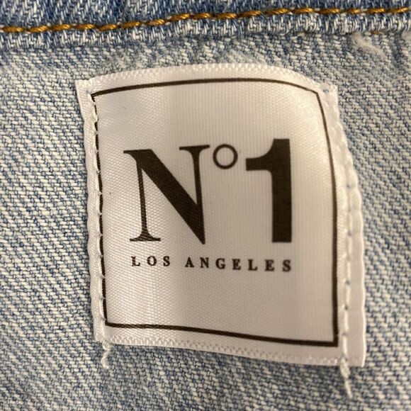 No. 1 Los Angeles long sleeve ripped detailing denim jumpsuit size L - Picture 7 of 11